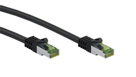 Goobay RJ45 patchkabel med CAT 8.1 S/FTP råkabel, AWG 26, svart kopparledare, LSZH halogenfri kabelhölje, RJ45-kontakt (CAT 6A), 20 m