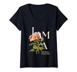 Womens Inspirational Spanish Teacher Gift, Maestra de Español, Flor V-Neck T-Shirt