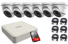 HiLook 2MP 8Ch DVR-108G-F1 6 X Outdoor HD Eyeball Cameras CCTV System KIT 1TB