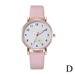 Koreanskt mode lysande klocka Enkelt läderarmband Damkvarts Pink One size