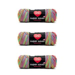 Red Heart Super Saver Lot de 3 paquets de pelotes de laine de papaye en acrylique - 4 moyens (peignés) - 200 m - Pour tricoter/crochet