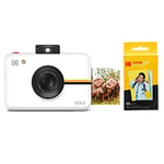 KODAK Step Digital Instant Camera with 10MP Image Sensor (White) ZINK Zero Ink Technology, Selfie Mode, Auto Timer, Built-In Flash & 6 Picture Modes + Kodak Zink Photo Paper - Pack of 50