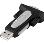 DELTACO – USB-sarja-adapteri, RS-232 DB9u, jatkokaapeli 1m, musta (UC-232C9)