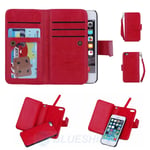 Apple iPhone 5/5S Double Wallet PU Leather Detachable 2-in-1 Red
