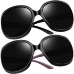 Polariserade solglasögon dam trendiga överdimensionerade stora körsolglasögon damer UV-skyddande stora solglasögon 2black