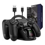 PS4 Controller Charging Station, Orzly Twin Controller Charging Dock for 2x Sony Playstation 4 Controllers (also compatible with PS4 Pro Controllers, DualShock 4) USB Charger Power Cable Included