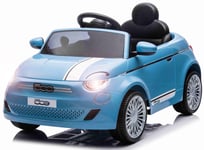 Fiat 500e elbil till barn 12v m/Gummidäck, 2.4G Remote, lädersäte