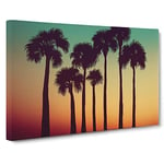 Sparkling Palm Trees Canvas Wall Art Print Ready to Hang, Framed Picture for Living Room Bedroom Home Office Décor, 30x20 Inch (76x50 cm)