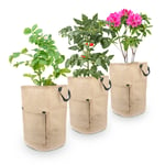 Home & Family Organic Jute Potato Grow Bags with Reinforced Handles and Harvesting Window – 10 Gallon (45L) – 3 Pack - for Growing Plants, Vegetables, Potato, Tomato, Garlic– Drainage Hole