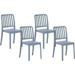 Lot de 4 Chaises pour Salle à Manger ou Extérieur en Plastique Résistantes à l'Eau Etanches Sersale - Bleu