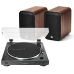 Audio-Technica Bluetooth LP60XBT Turntable + Q Acoustics M20 Walnut Speakers Set