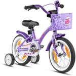 PROMETHEUS BICYCLES® Barnesykkel 14 '' fra 3 år med treningshjul i lilla og hvit - Bare i dag: 10x mer babypoints