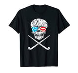 Cool Patriotic American Flag Girls Field Hockey Player T-Shirt