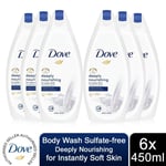 Dove Body Wash Sulfate-free Deeply Nourishing for Instantly Soft Skin, 6x450ml