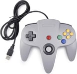 Classic N64 Usb Controller, Retro Controller For 64 N64 Bit Usb Wired Gamepad Joystick Game Controller For Windows Pc Mac Raspberry Pi 3,Gris