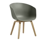 HAY - About a Chair AAC42 - Soaped Oak - Dusty Green Low - Grön - Matstolar - Trä/Plast