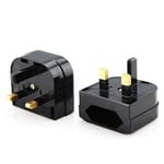 Portable 2-Pin To 3-Pin UK Plug Socket Converter Adapter EU To UK Plug Converter