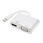 2 in 1 USB C to HDMI VGA Adapter for MacBook Pro/Air MateBook P30 Mate 20 Silver