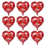 Amosfun 10pcs Heart Foil Helium Balloons Love Balloons for Valentines Day Party Wedding Bachelorette Anniversary Birthday Baby Shower Party Favors Decorations