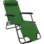 Chaise Longue inclinable et pliante Transat de Jardin 153 cm + appuie-tête amovible + repose-jambes et dossier inclinables Vert - grün