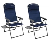 2 x Quest Ragley Pro Recline Folding Camping Chair With Side Table Seat Caravan