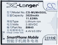 Kompatibelt med Xiaomi Note 2 Premium Edition Dual SIM, 3.85V, 3020 mAh