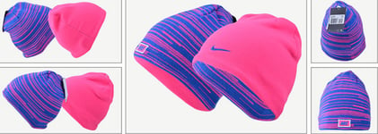 UNISEX YOUTH JUNIOR NIKE REVERSIBLE BEANIE HAT PINK/BLUE