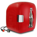 Coca Cola Heritage Coke Mini Fridge 7.9L 12 Can Personal Portable Cooler Warmer Refrigerator for Snacks Lunch Drinks,Includes 12V AC Cords,Home Office Dorm Travel,Car Red & Silver
