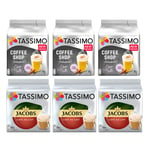 Tassimo Coffee Selection - Jacobs Café Au Lait & Chai Latte Coffee Pods - 6 Packs (72 Servings)