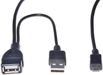 PremiumCord Câble Adaptateur USB A/Femelle + USB A/mâle - Micro USB/OTG mâle
