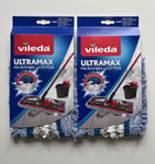 Vileda Ultramax Flat Mop Replacement Head Microfibre + Cotton 2 PCS