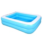 H.aetn Baby 2-ring Swimming Pool,Square Summer Paddling Pools,Portable Extra Large Kiddie Pools,Outdoor Inflatable Pool Bath Tub With Pump Blue 155x108x46cm