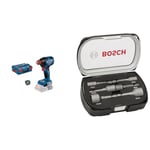 Bosch Professional boulonneuse sans-fil GDX 18V-210 C (sans batterie ni chargeur, avec 1 module Bluetooth Low Energy GCY 42, L-BOXX 136) + 2608551079 Set de 6 Douilles 50 mm/6 7 8 10 12 13 mm Gris