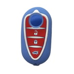 Silicone Key Cover Case Fob Holder ar Key Cover Keychain Car Remote Control,for Alfa Romeo 4C Mito Giulietta Myth 159 GTO GTA C,Light Blue