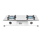 NJ-200 Camping Gas Stove - 2 Burner Portable Gas Hob LPG Cooker Caravan Cooktop Stainless Steel Freestanding Table Top for Home Kitchen Garden Catering 8.0kW