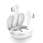 TWS True Wireless Earbuds 4 Mics Bluetooth Earphones ENC HiFi Stereo In-Ear Bass Up Mode 24 Hours Playing,White