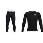 Under Armour Men's ColdGear Armour Tights Leggings, Black, L UK & Men UA HG Armour Comp LS, Long-Sleeve Sports Top, Breathable Long-Sleeved Top for Men