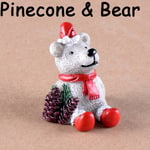 1 Pc Christmas Doll Figurines Miniature Animal Resin Statue Pinecone & Bear