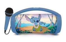 Lexibook - Disney Stitch - Enceinte Haut-Parleur sans Fil Lumineuse avec Micro, Son stéréo, Fonction karaoké, Ports USB et Carte SD, Batterie Rechargeable, Poignée de Transport, Bleu, BTP585DZ