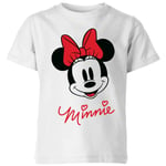 Disney Minnie Face Kids' T-Shirt - White - 11-12 Years