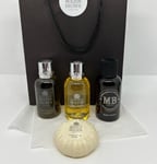 MOLTON BROWN Tobacco Mandarin Clary Bath Gel Indian Cress 50ml Soap Gift Bag Set