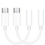 2 Pack]USB-C to 3.5 mm Headphone Jack Adapter, USB-C to 3.5mm Aux Audio Earphone Dongle Jack Cable Type C Adapter Connector for Huawei P30 Pro/Mate 10 Pro/iPad Pro/Google Pixel/Samsung/OnePlus-White…