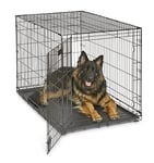 MidWest Homes for Pets Modèle 1548DDU Cage pour chiens iCrate 121,92 cm, modèle amélioré, une porte, comprenant un plateau étanche, des pieds protégeant le sol, Noir