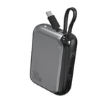 4Smarts Powerbank Pocket 10000mAh med integreret USB-C, 30W - Grå