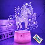 Unicorn 3D Lamp for Girls Coopark Laser Illusion Night Light with 16 Colors Changing Remote Control Dimmable, Bedroom Decor Best Festival Birthday Gift for Kid Toddler Nursery