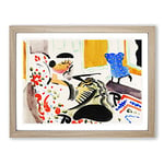 Woman On Chair Vol.1 By Henry Lyman Sayen Classic Painting Framed Wall Art Print, Ready to Hang Picture for Living Room Bedroom Home Office Décor, Oak A2 (64 x 46 cm)