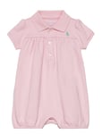 Cotton Interlock Bubble Shortall Bodysuits Short-sleeved Pink Ralph Lauren Baby