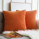 2-pack Höst Manchester Mjuk Enfärgad Dekorativ Fyrkantig Kuddfodral Set Kuddfodral Örngott 45 x 45 Cm Orange