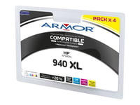 Armor B10321R1 - Pack de 4 - noir, jaune, cyan, magenta - compatible - cartouche d'encre (alternative pour : HP 940XL) - pour HP Officejet Pro 8000, 8500, 8500 A909a, 8500A, 8500A A910a, 8500A A910d