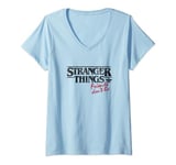 Stranger Things Friends Don't Lie Distressed Text Logo V-Neck T-Shirt